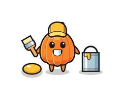 Character Illustration of pumpkin as a painter vector