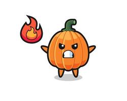 pumpkin character cartoon with angry gesture vector