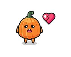 pumpkin cartoon illustration is broken heart vector