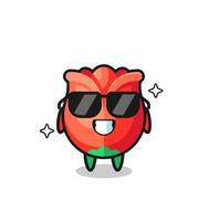 Cartoon mascot of rose with cool gesture vector