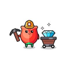 Character Illustration of rose as a miner vector