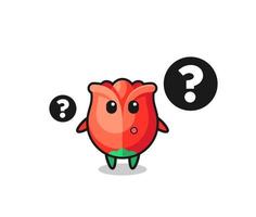 Cartoon Illustration of rose with the question mark vector