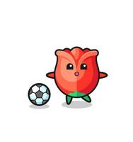 Illustration of rose cartoon is playing soccer vector