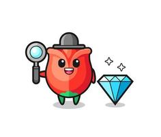 Illustration of rose character with a diamond vector