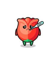 rose mascot character with fever condition vector