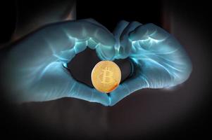 Bitcoin Cryptocurrency Digital BTC Coin Technology Internet Technology Modern Business Concepts To buy a line photo
