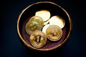 Bitcoin Cryptocurrency Digital BTC Coin Technology Internet Technology Modern Business Concepts To buy a line photo