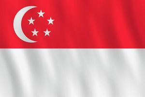 bandera de singapur con efecto ondeante, proporción oficial. vector