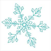 lindo clipart de copo de nieve dibujado a mano. ilustración de fideos vectoriales aislada sobre fondo blanco. navidad y año nuevo diseño moderno. para impresión, web, diseño, decoración, logotipo. vector