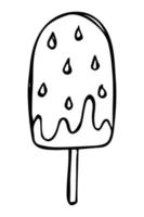 Vector hand drawn ice cream illustration isolated on white backgrounds. Cute dessert clipart. For print, web, design, decor, logo.