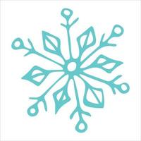 Cute hand drawn snowflake clipart. Vector doodle illustration isolated on white background. Christmas and New Year modern design. For print, web, design, decoration, logo.