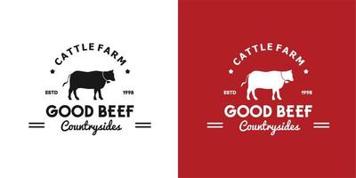 ilustración logotipo gráfico vectorial de la silueta buena mejor vaca para la buena mejor carne de res premium de la granja de ganado en el campo utilizada para la tienda minorista de carne de res, logotipo de la industria cárnica vector