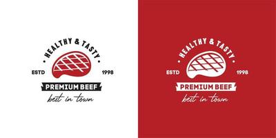ILLUSTRATION VECTOR GRAPHIC OF SLICE BEEF MEAT GRILL STEAK GOOD FOR STEAK HOUSE BARBECUE AND GRILL VINTAGE LOGO