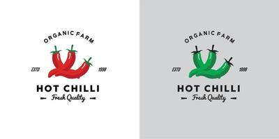 ILLUSTRATION VECTOR GRAPHIC OF red hot fresh chilli from organic farm GOOD FOR chilli vintage logo for retail groceries