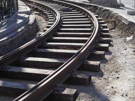 tramway rails construction work photo