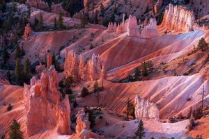 amanecer de invierno iluminando bryce canyon foto