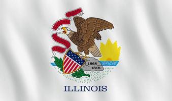 Illinois US state flag with waving effect, official proportion. vector