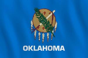 Oklahoma US state flag with waving effect, official proportion. vector