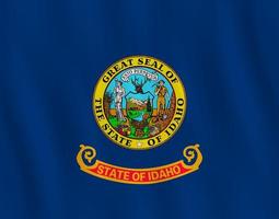 Idaho US state flag with waving effect, official proportion. vector