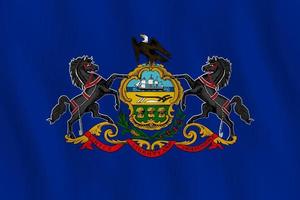 Pennsylvania US state flag with waving effect, official proportion. vector