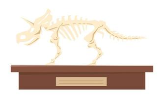 esqueleto fósil de dinosaurio objeto vectorial de color semiplano vector