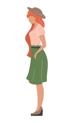 Stylish ginger haired girl semi flat color vector character