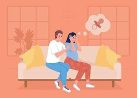 Fear of pregnancy flat color vector illustration