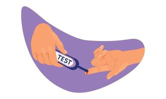 Testing blood for sugar levels 2D vector isolated illustration