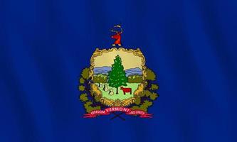 Vermont US state flag with waving effect, official proportion. vector