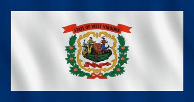 West Virginia US state flag with waving effect, official proportion. vector