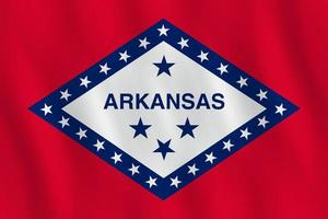 Arkansas US state flag with waving effect, official proportion. vector