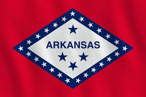 Arkansas US state flag with waving effect, official proportion. vector