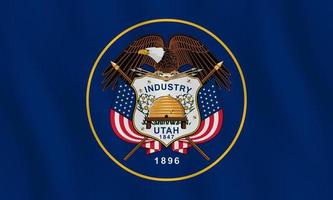 Utah US state flag with waving effect, official proportion. vector