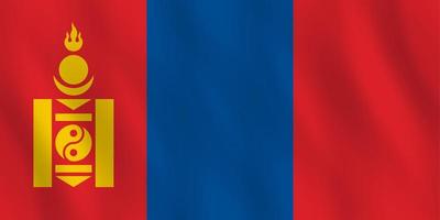 bandera de mongolia con efecto ondeante, proporción oficial. vector