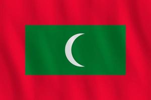 bandera de maldivas con efecto ondeante, proporción oficial. vector
