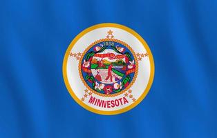 Minnesota US state flag with waving effect, official proportion. vector