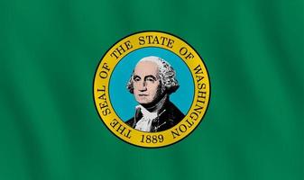 Washington US state flag with waving effect, official proportion. vector