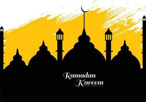 Beautiful islamic mosque ramadan kareem religious festival card design vector