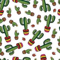 Cinco de Mayo seamless pattern, print with hand drawn doodles on white background. Wrapping paper, wallpaper, packaging, textile prints. EPS 10 vector