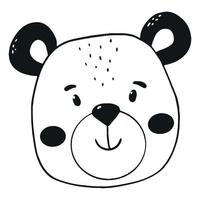 linda cabeza dibujada a mano de un oso de peluche para impresiones infantiles, carteles, tarjetas, pegatinas, ropa para niños, sublimación, libros para colorear, etc. eps 10 vector