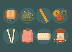 eight sewing items vector