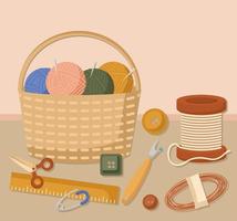 sewing items card vector