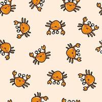 lindo patrón sin costuras con garabatos de cangrejos dibujados a mano para estampados textiles, papel de regalo, moda infantil, papelería, álbumes de recortes, papel tapiz, embalaje, etc. eps 10 vector