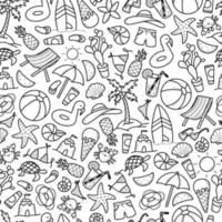 seamless pattern created from hand drawn summer doodles on white background. Wallpaper, scrapbook, wrapping paper, textile print design, ets. EPS 10 vector