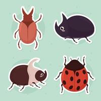 four cute bugs vector