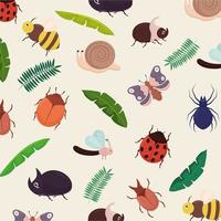 cute bugs pattern vector