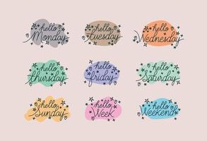 phrases of hello week days vector