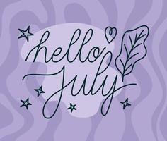 card of hello july vector