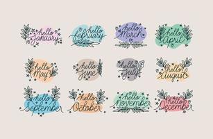 phrases of hello months vector