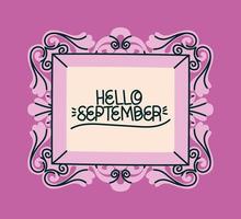framed of hello september vector